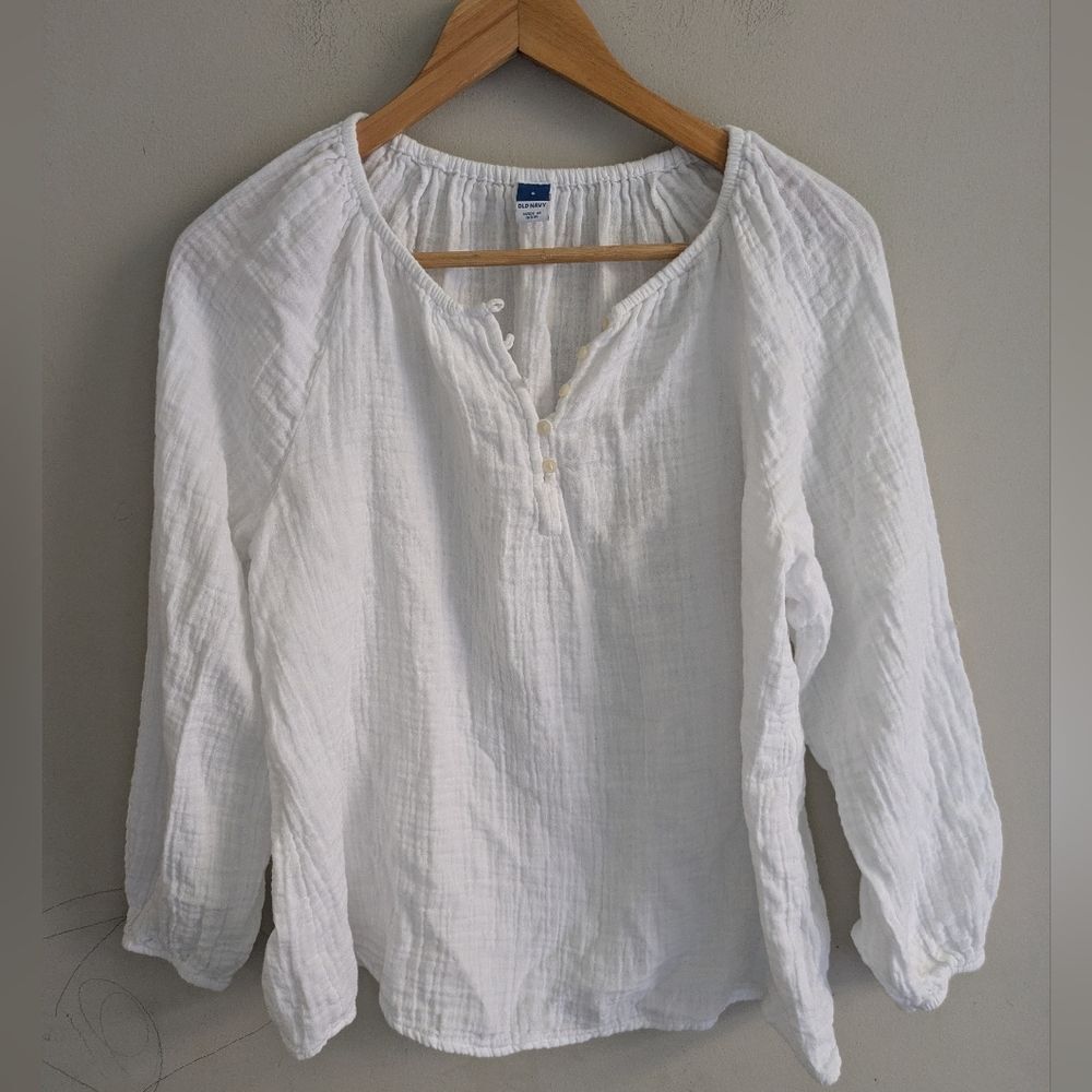 Old Navy White Peasant Cotton Gauze Top Size S